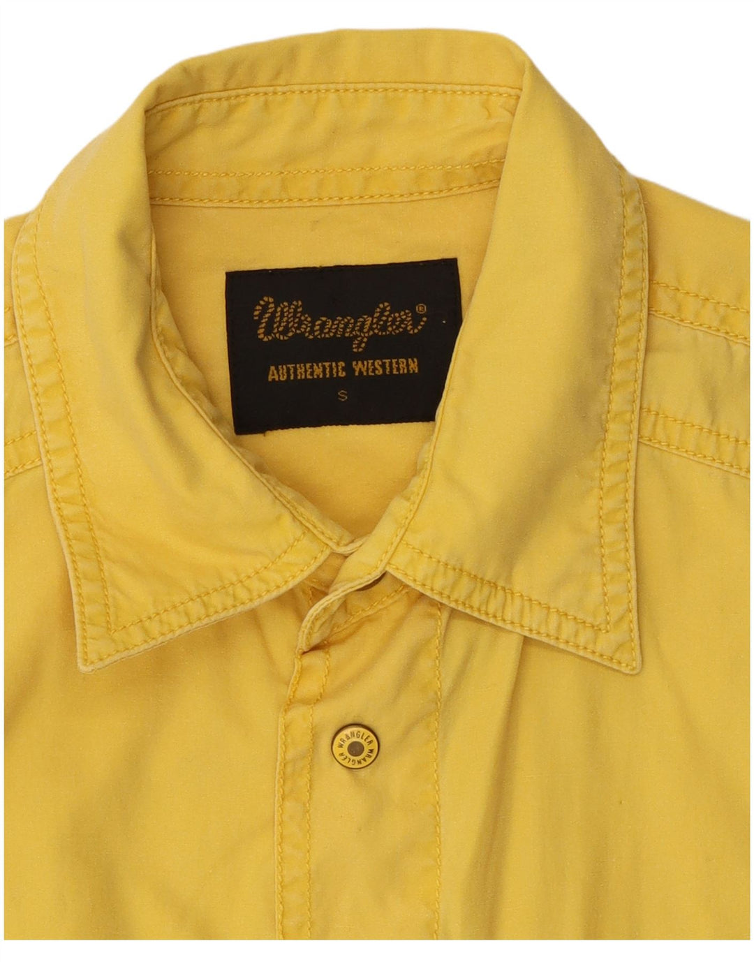 Koszula męska z krótkim rękawem Wrangler, mała, żółta, bawełniana