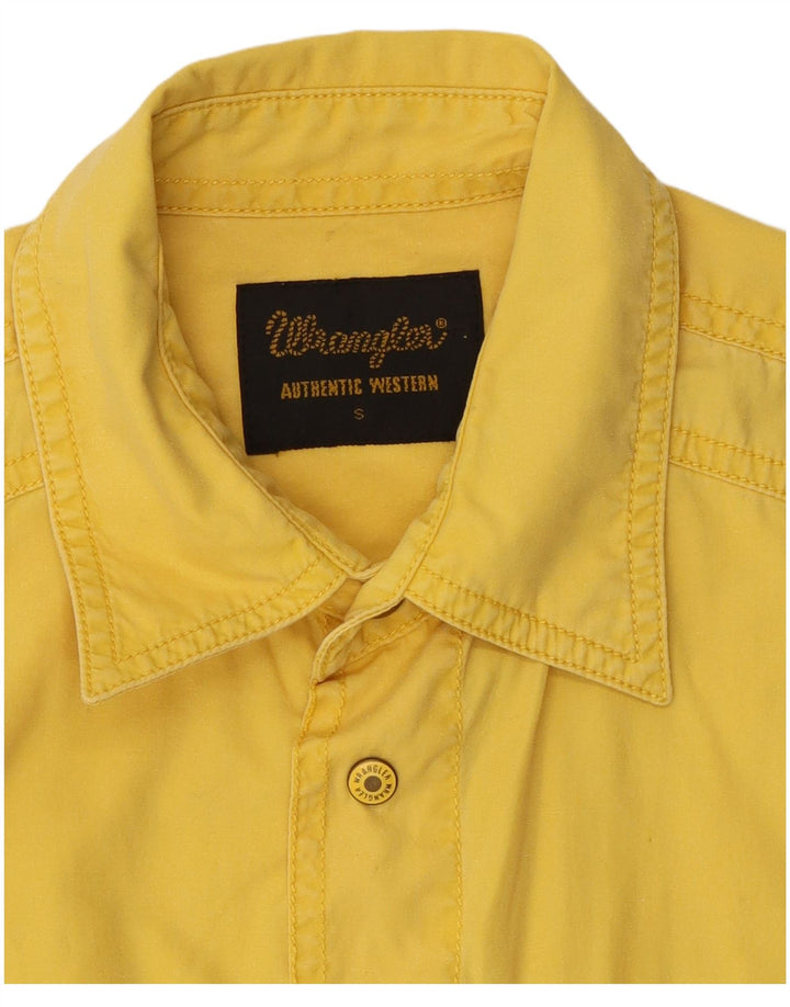 Koszula męska z krótkim rękawem Wrangler, mała, żółta, bawełniana