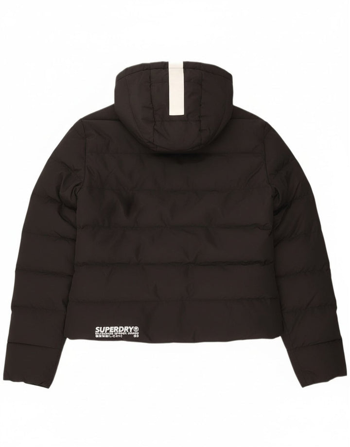 Damska wyściełana kurtka oversize Superdry z kapturem UK 8, mała czarna