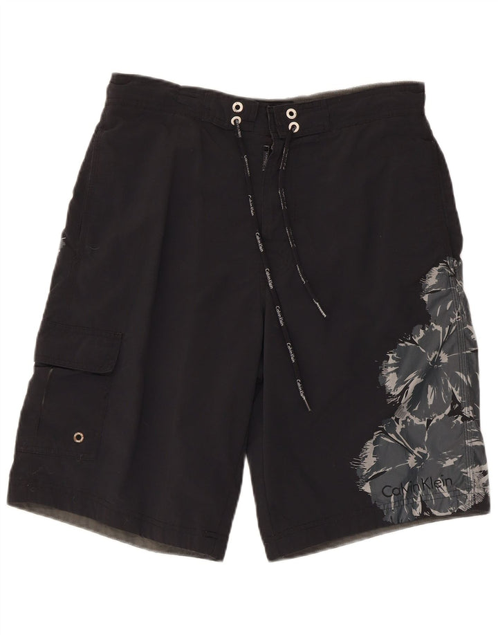 Męskie spodenki kąpielowe Calvin Klein, mały, czarny, kwiatowy nylon