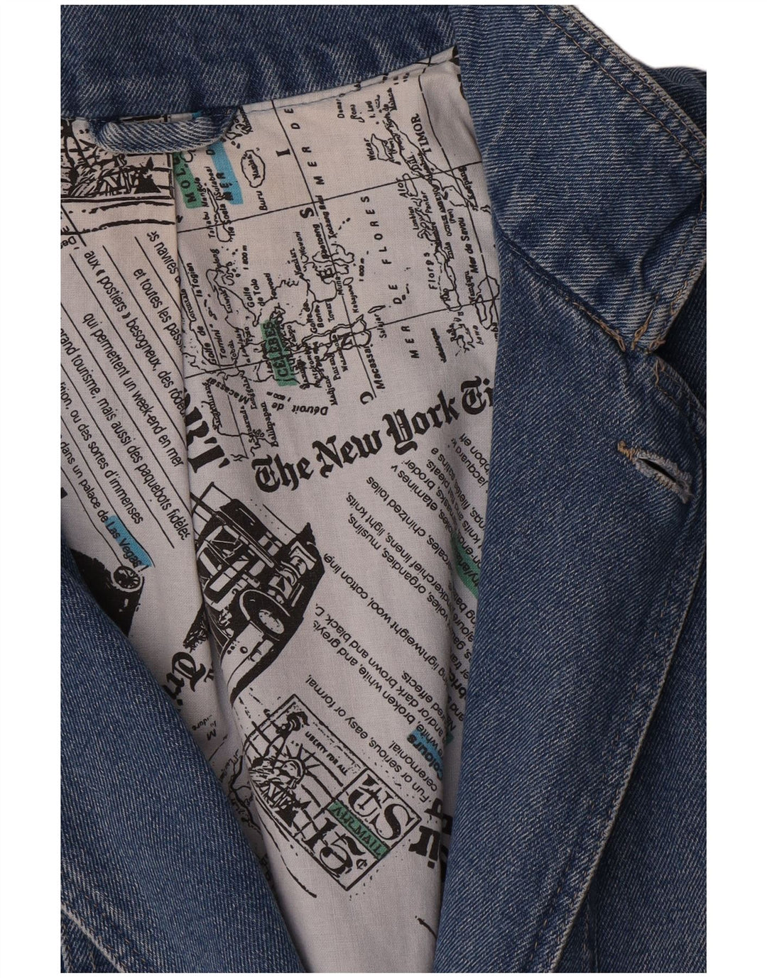 Vintage damska marynarka z długimi rękawami i długimi rękawami UK 16, duża niebieska