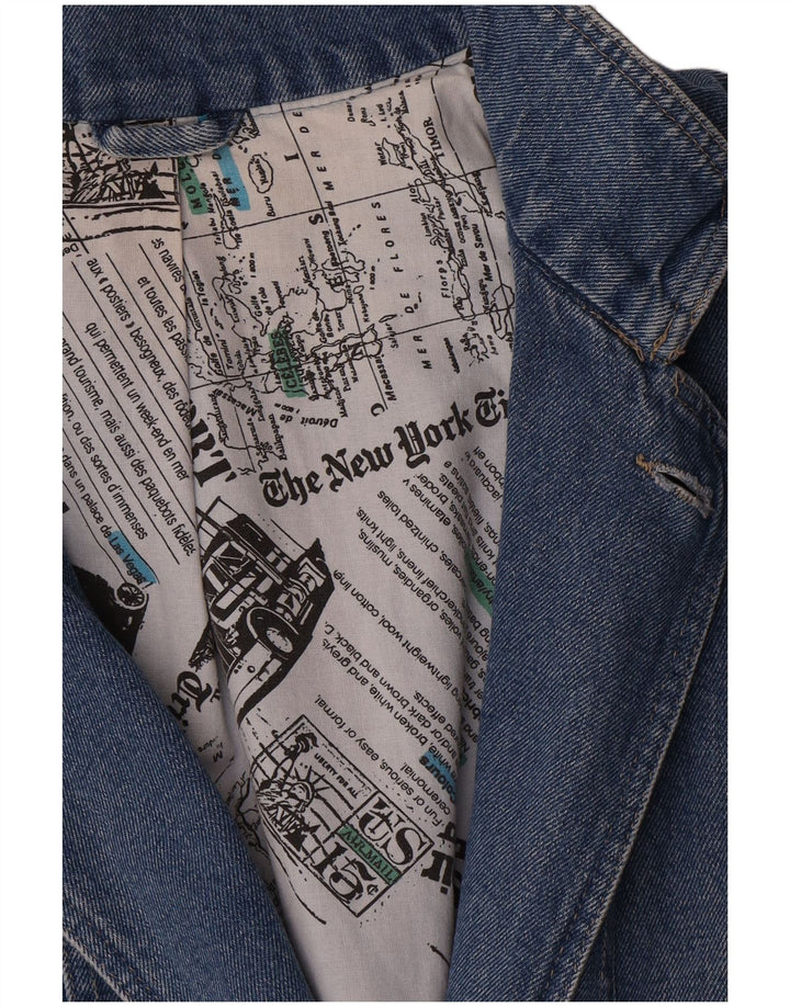 Vintage damska marynarka z długimi rękawami i długimi rękawami UK 16, duża niebieska