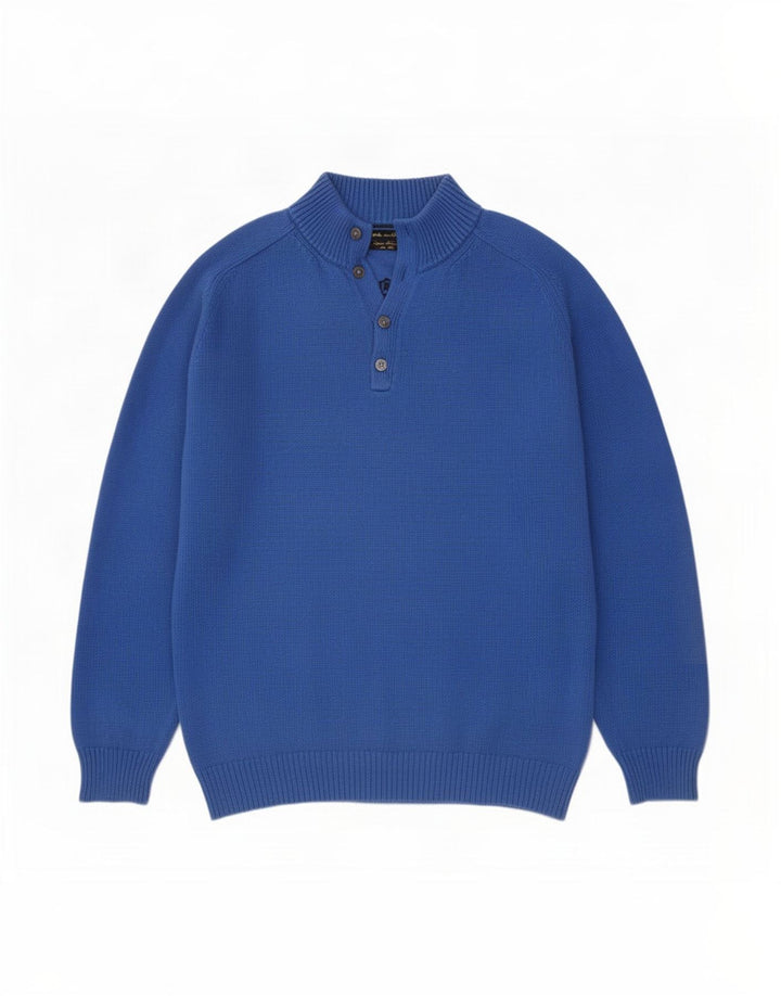 Męski sweter zapinany na guziki Massimo Dutti 2XL, niebieski, bawełniany