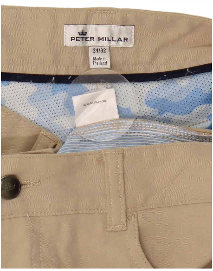Męskie proste spodnie na co dzień Peter Millar W34 L28 Beżowy poliester