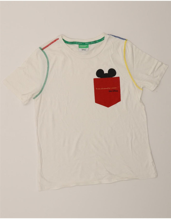 BENETTON Womens Mickey Mouse Graphic T-Shirt Top UK 12 Medium White Vintage Benetton and Second-Hand Benetton from Messina Hembry 