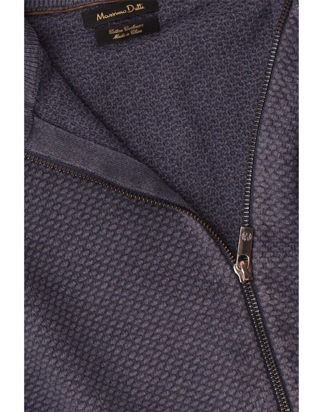 Męski sweter rozpinany Massimo Dutti z zamkiem błyskawicznym, mały, granatowy, bawełniany