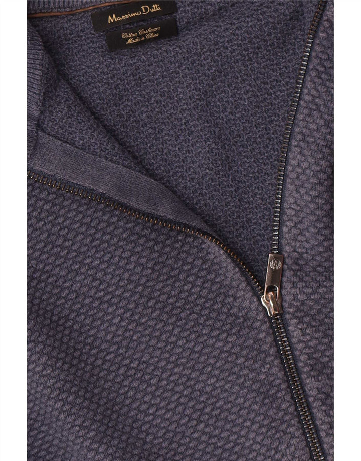 Męski sweter rozpinany Massimo Dutti z zamkiem błyskawicznym, mały, granatowy, bawełniany