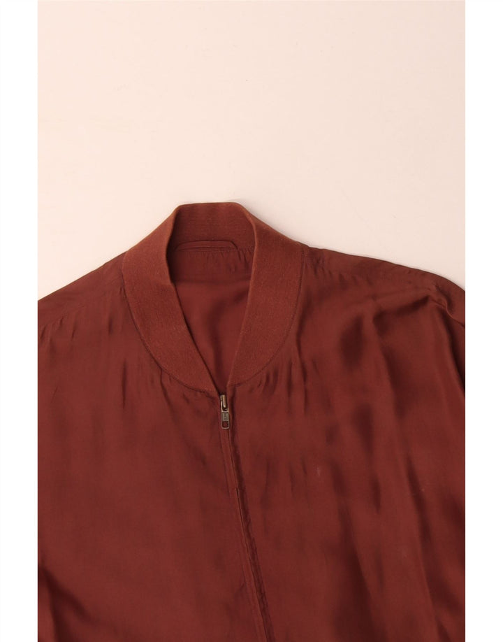 Męska kurtka bomberka VINTAGE UK 40, duża, brązowa, jedwabna