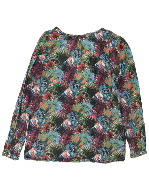 Damska bluzka oversize Friendtex Top UK 10, mała, zielona, w kwiaty, hawajska