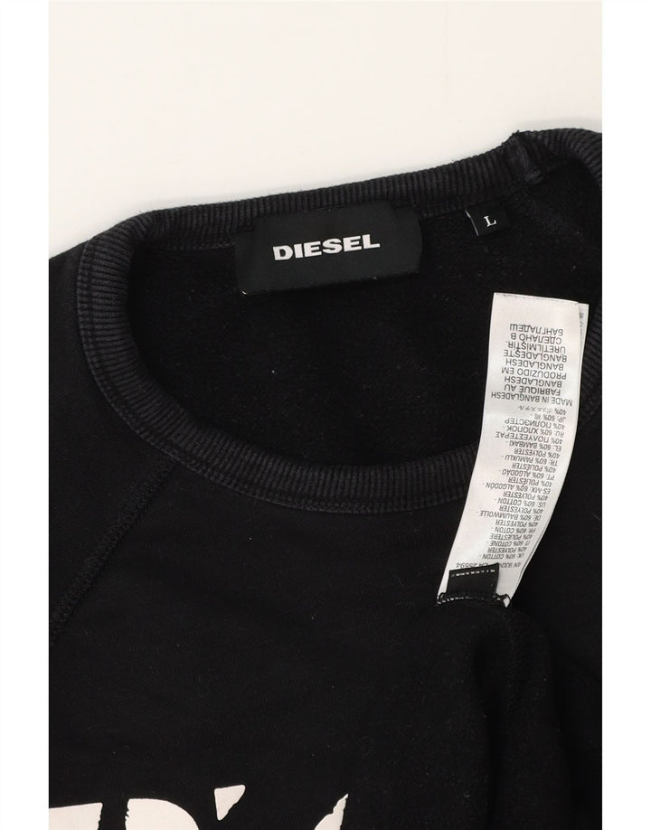 Męska bluza z grafiką Diesel, duża, czarna, bawełniana