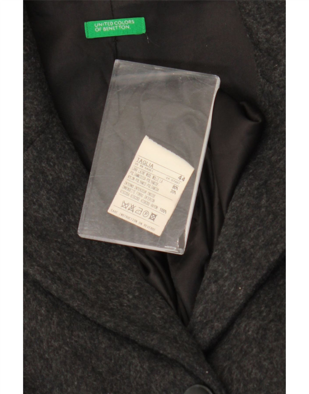 Płaszcz damski Benetton IT 44 Średni szary wełniany