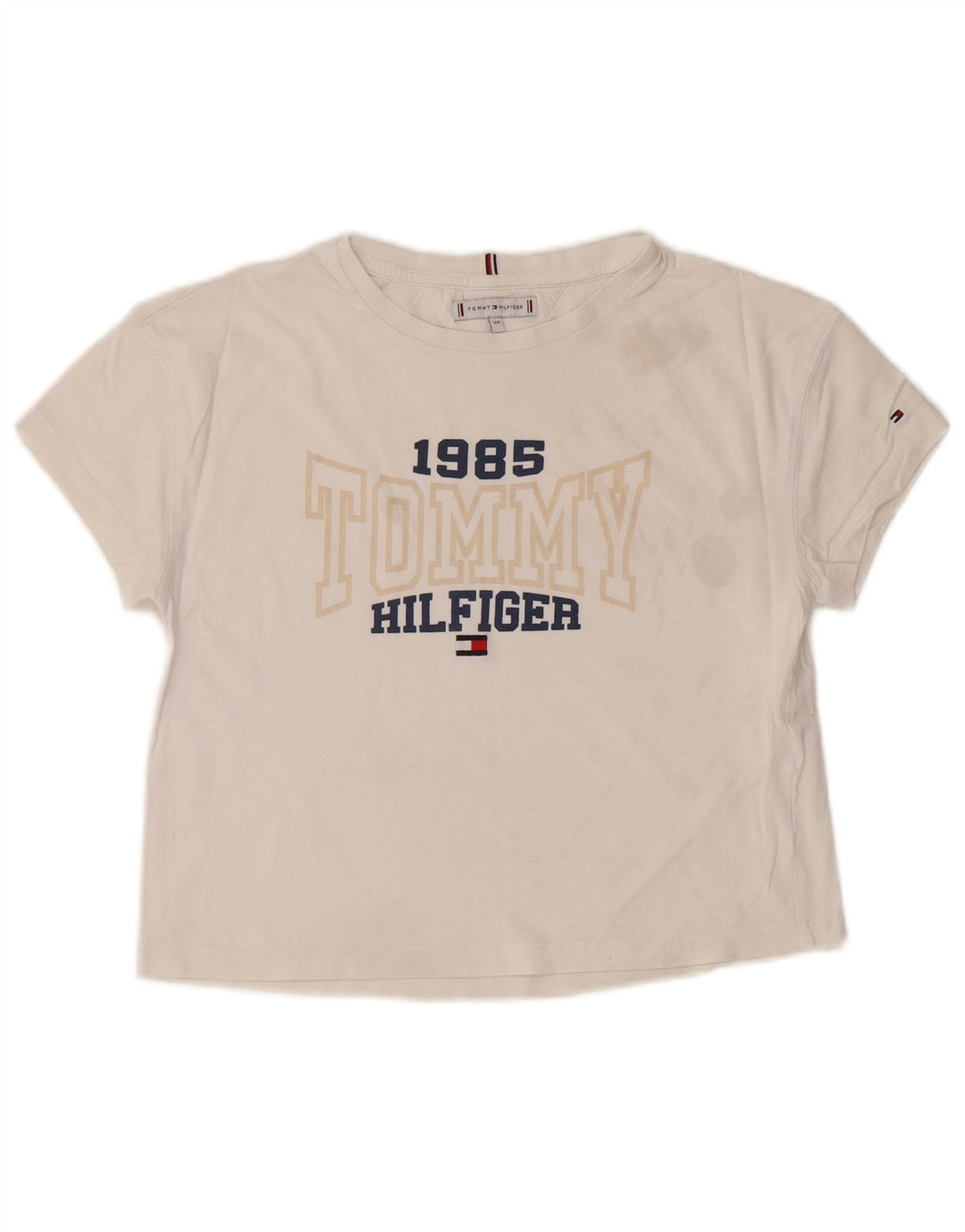 TOMMY HILFIGER Dziewczęcy T-shirt z krótkim rękawem, 13-14 lat, biały