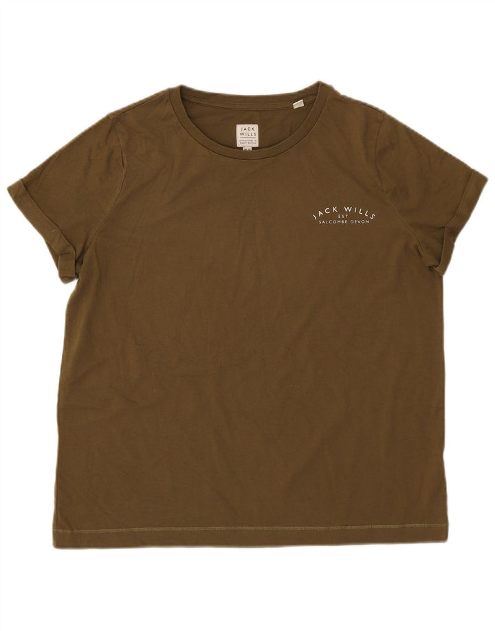 T-shirt damski Jack Wills Top UK 12, średnia bawełna khaki