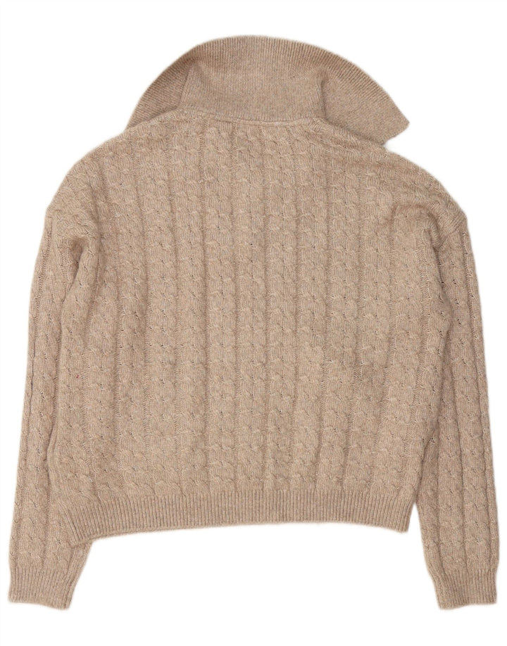 Crew Clothing Damski sweter z golfem UK 14, średni beżowy poliester