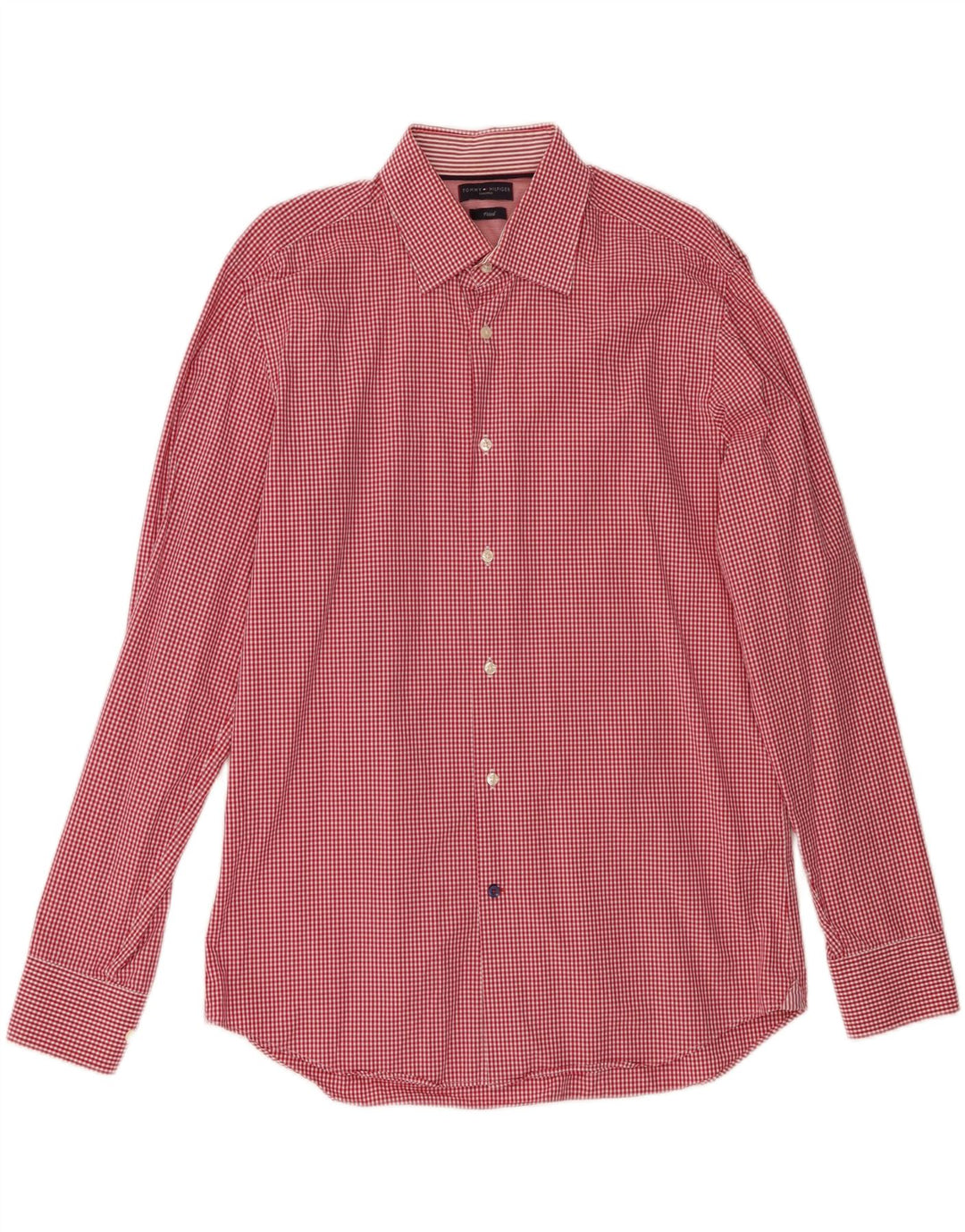 TOMMY HILFIGER Mens Fitted Shirt Size 42 16 1/2 Large Red Gingham Vintage Tommy Hilfiger and Second-Hand Tommy Hilfiger from Messina Hembry 