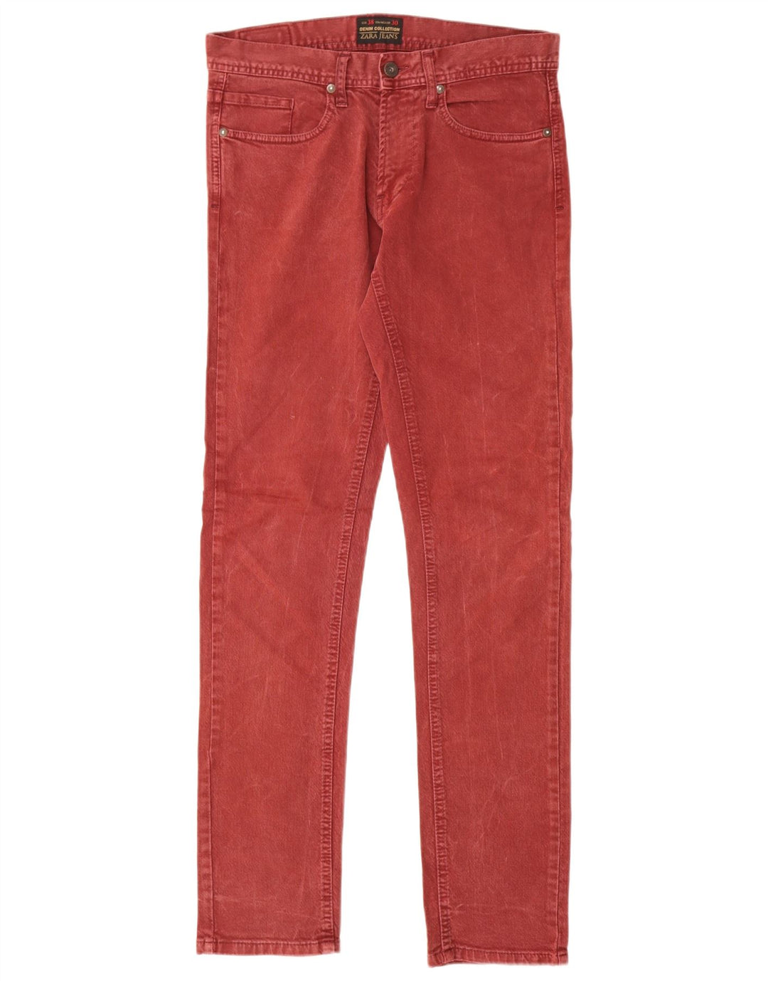 Męskie jeansy slim fit Zara EU 38 Small W30 L30 Czerwona bawełna