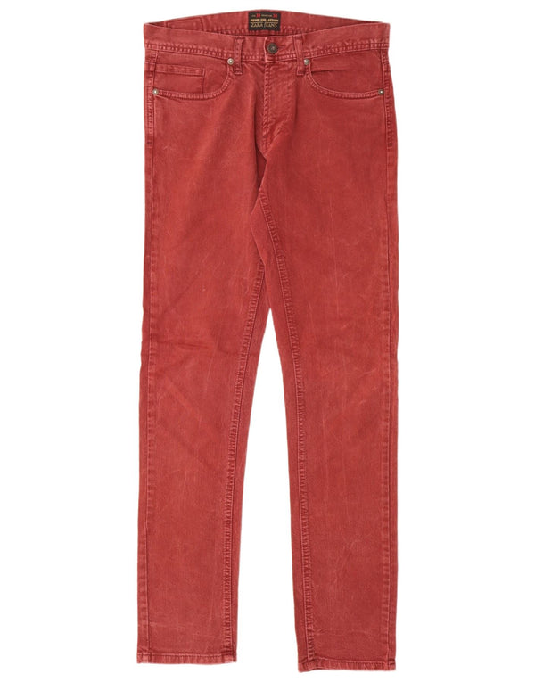 Męskie jeansy slim fit Zara EU 38 Small W30 L30 Czerwona bawełna