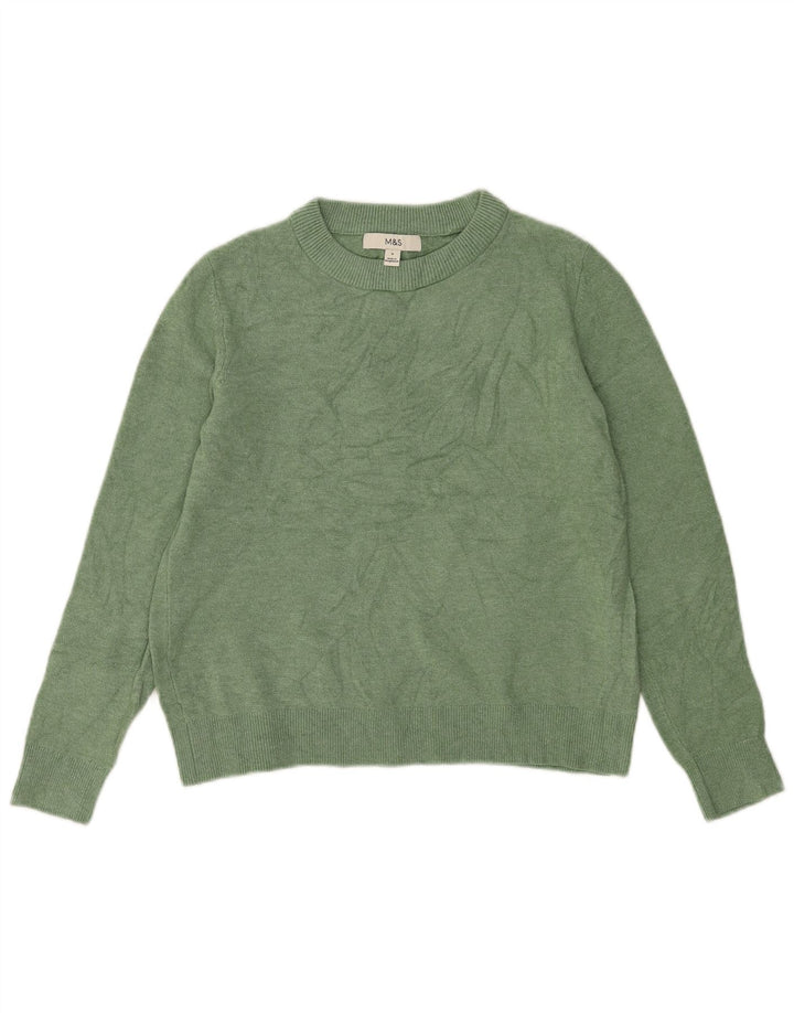 Marks & Spencer Damski sweter z okrągłym dekoltem, UK 10, mały, zielony poliester