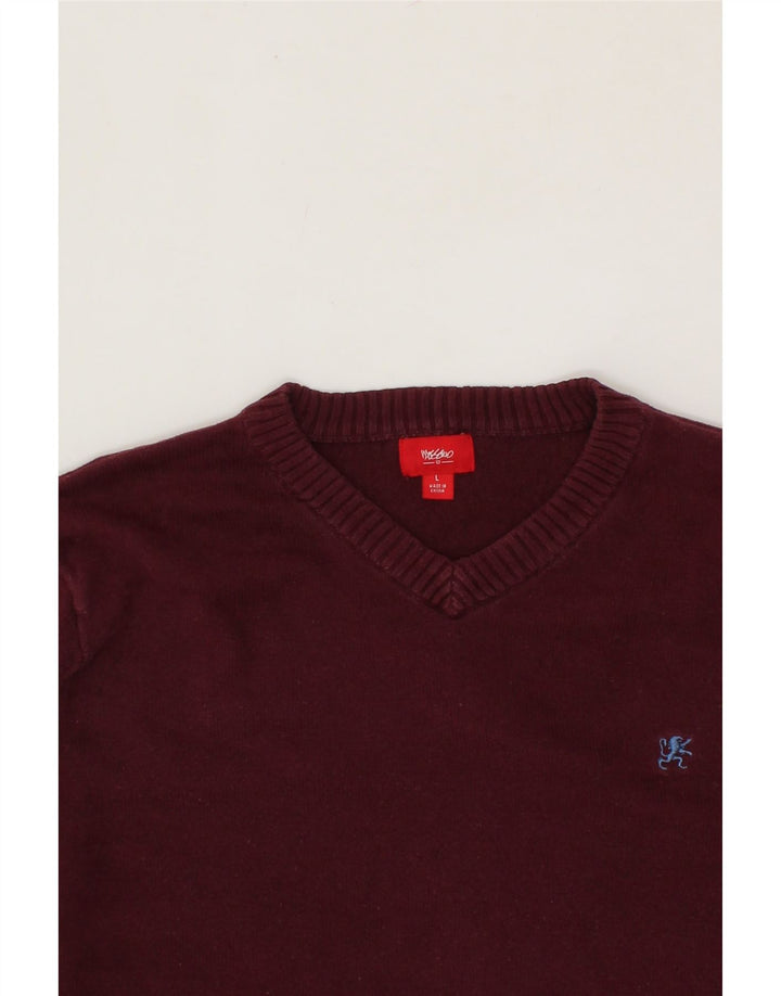 MOSSIMO Mens V-Neck Jumper Sweater Large Maroon Cotton Vintage Mossimo and Second-Hand Mossimo from Messina Hembry 