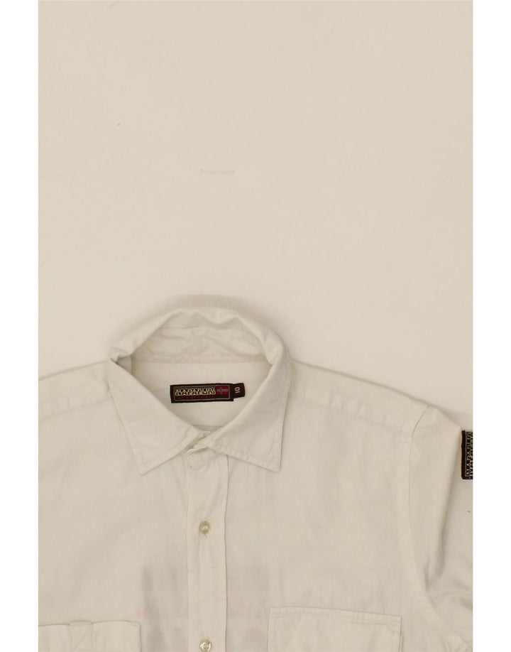 NAPAPIJRI Boys Graphic Shirt 9-10 Years White Cotton Vintage Napapijri and Second-Hand Napapijri from Messina Hembry 