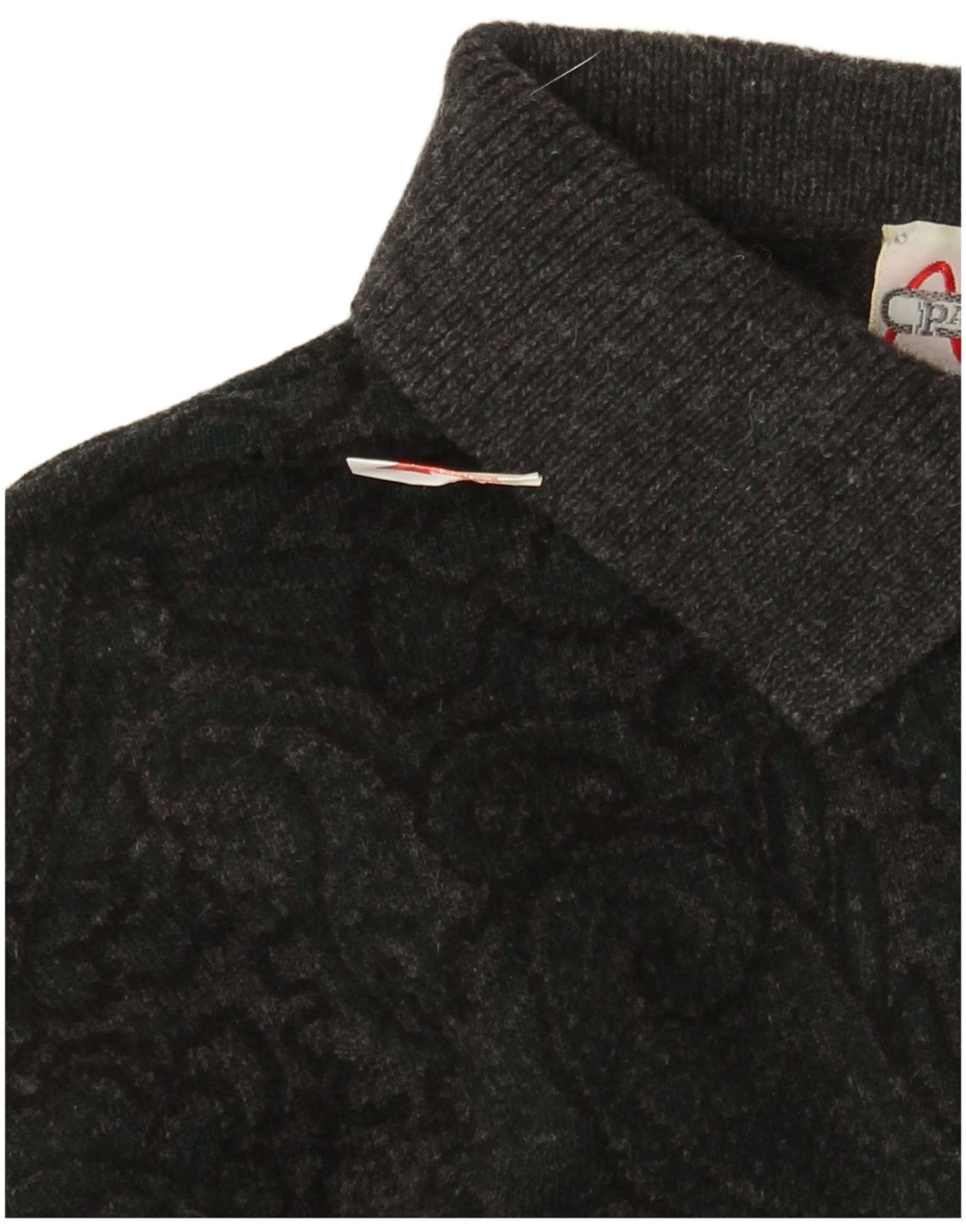 Pancaldi & B Męski sweter polo IT 48 Średni szary wełniany paisley