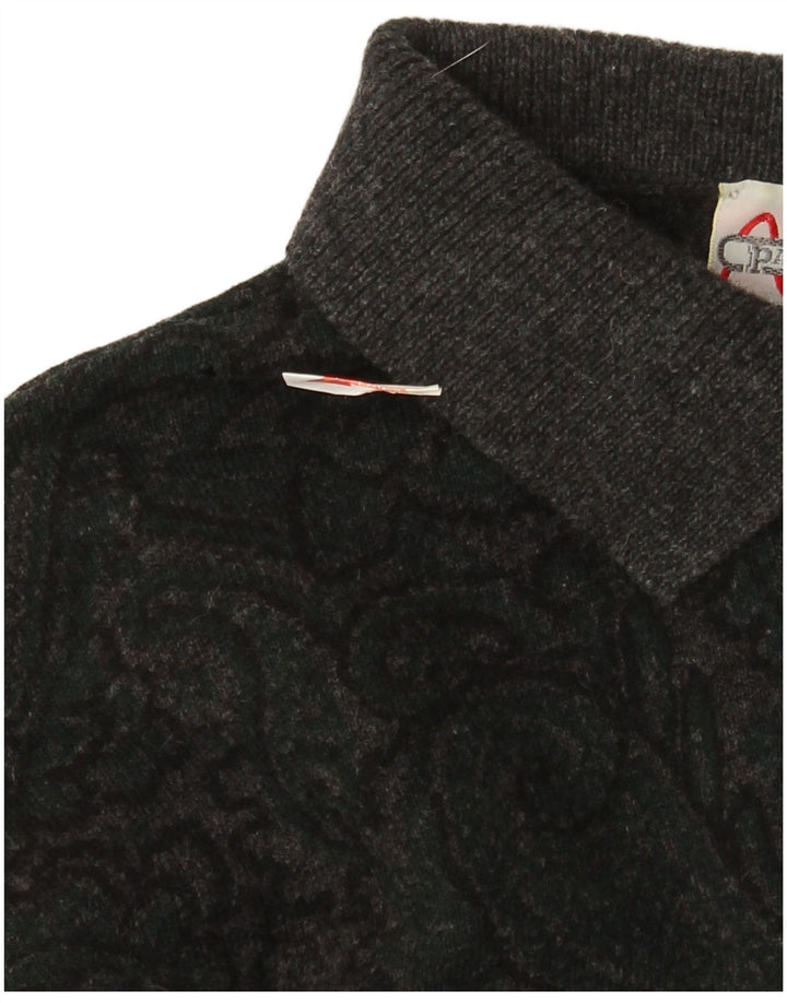 Pancaldi & B Męski sweter polo IT 48 Średni szary wełniany paisley