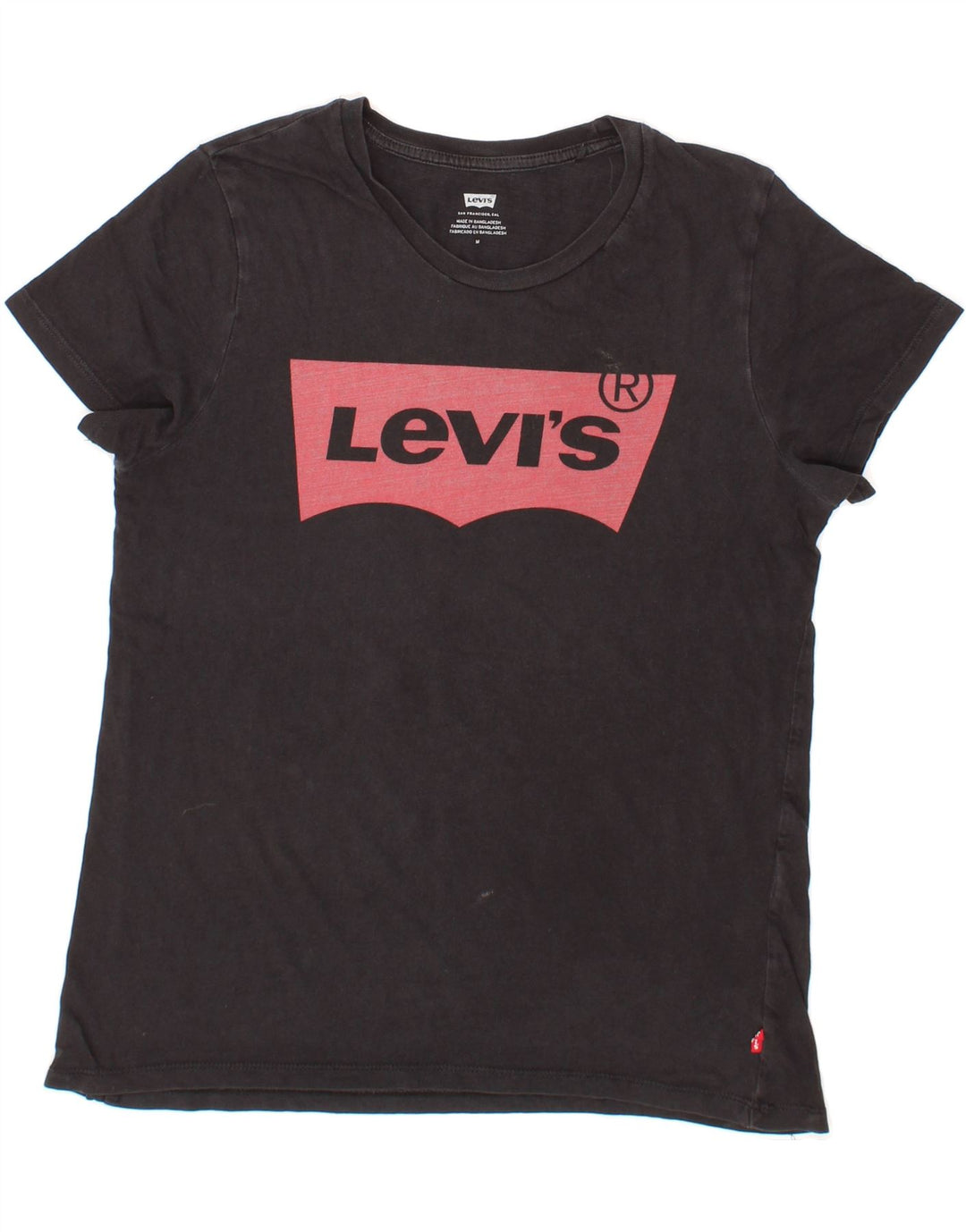 LEVI'S Womens Graphic T-Shirt Top UK 14 Medium Black Cotton Vintage Levi's and Second-Hand Levi's from Messina Hembry 