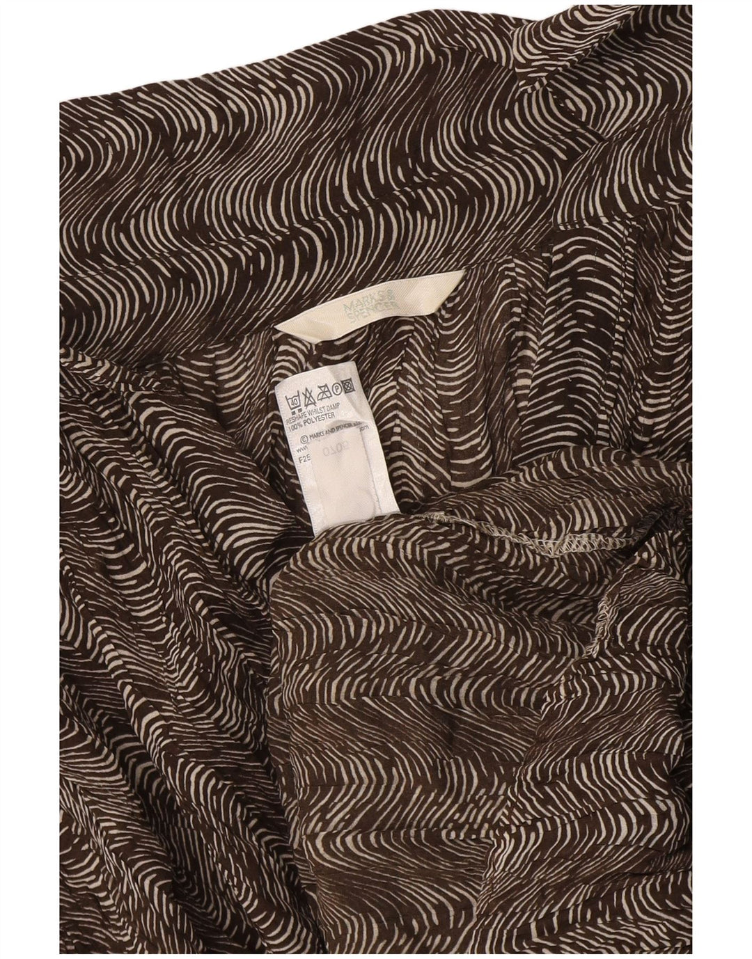 Damska bluzka koszulowa Marks & Spencer UK 18 XL, brązowa, geometryczna, poliester