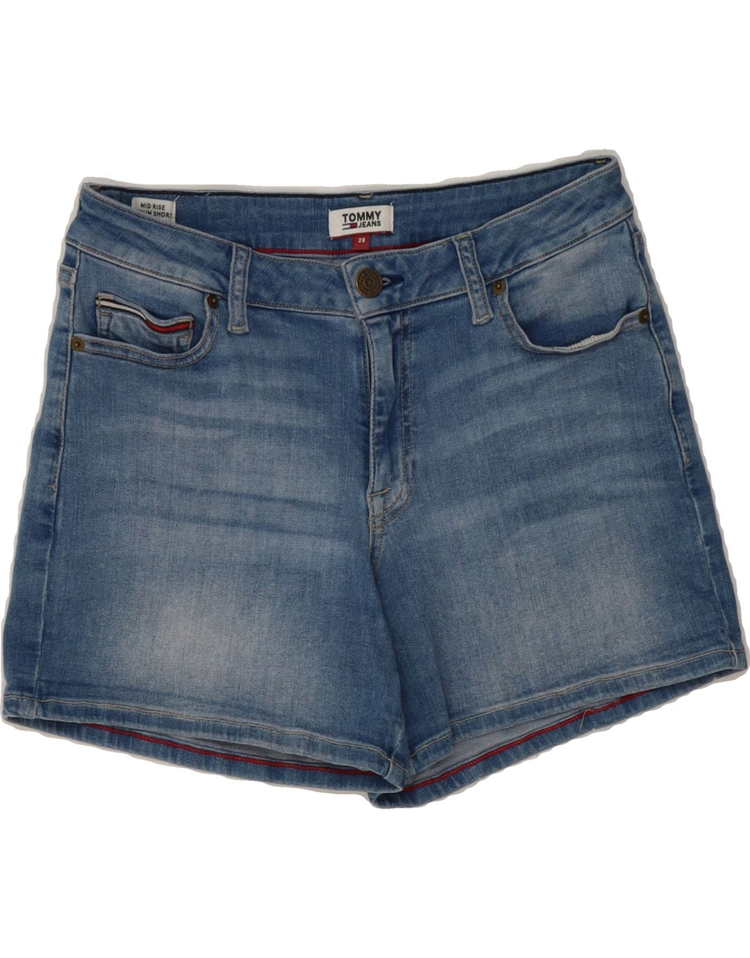 TOMMY HILFIGER Womens Mid Rise Denim Shorts W28 Medium Blue Cotton Vintage Tommy Hilfiger and Second-Hand Tommy Hilfiger from Messina Hembry 