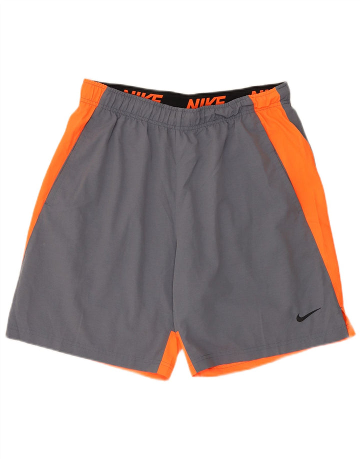 Męskie spodenki sportowe Nike Dri Fit, duży szary poliester z blokami kolorów
