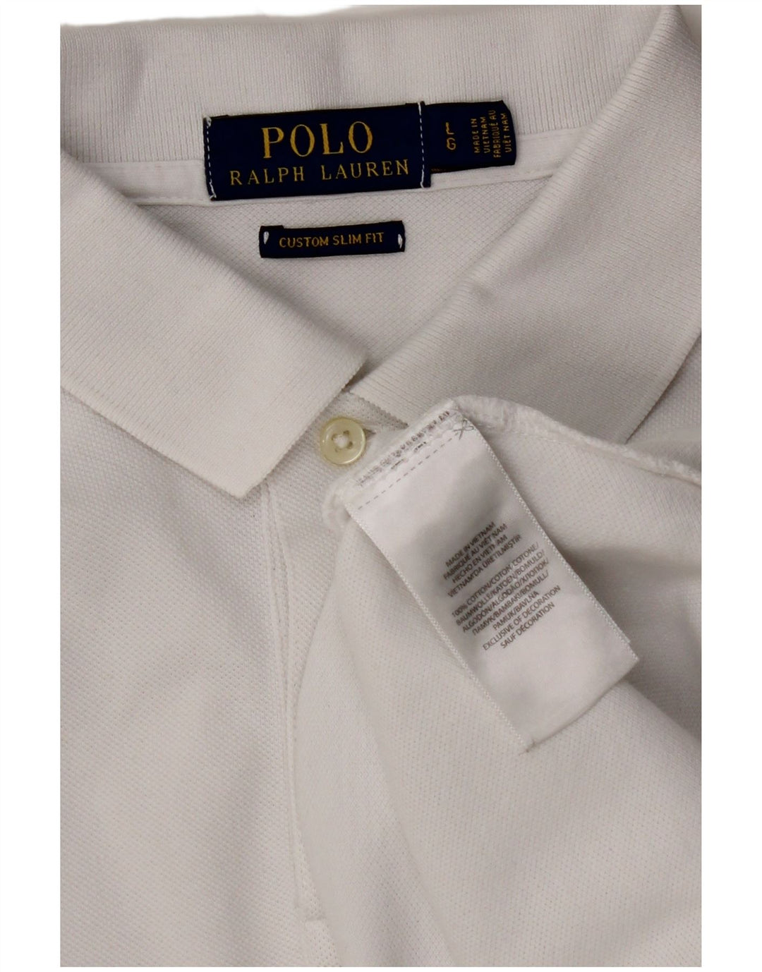 POLO RALPH LAUREN Męska koszulka polo slim fit, duża, biała, bawełniana