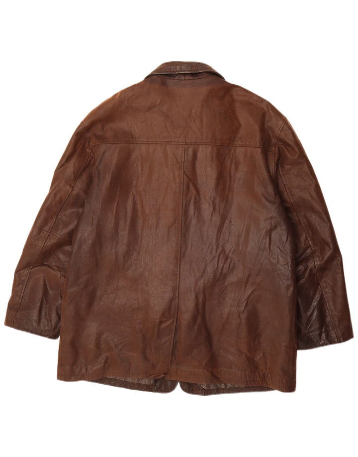 Męska kurtka skórzana VINTAGE IT 52 XL, brązowa skóra