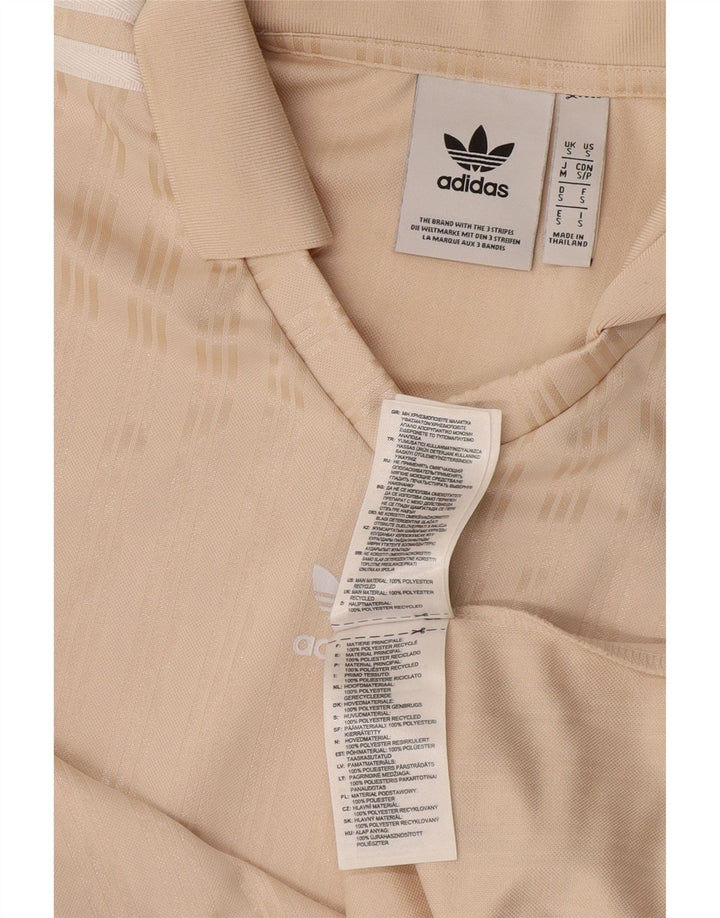 Męska koszulka polo Adidas w małe beżowe paski z poliestru