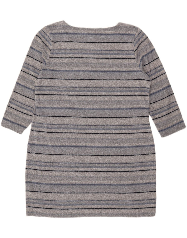 Marks & Spencer Damska sukienka sweterkowa z rękawem 3/4 UK 18 XL w szare paski