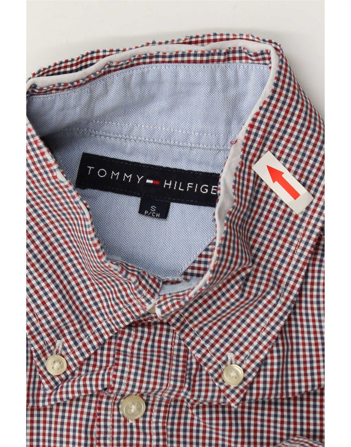 Koszula męska Tommy Hilfiger, mała, czerwona, bawełniana w kratkę