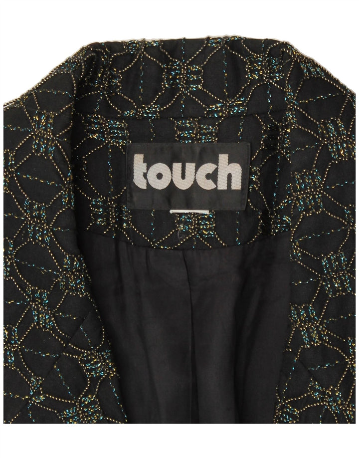 VINTAGE Womens Abstract Pattern Blazer Jacket UK 16 Large Black Geometric Vintage Vintage and Second-Hand Vintage from Messina Hembry 