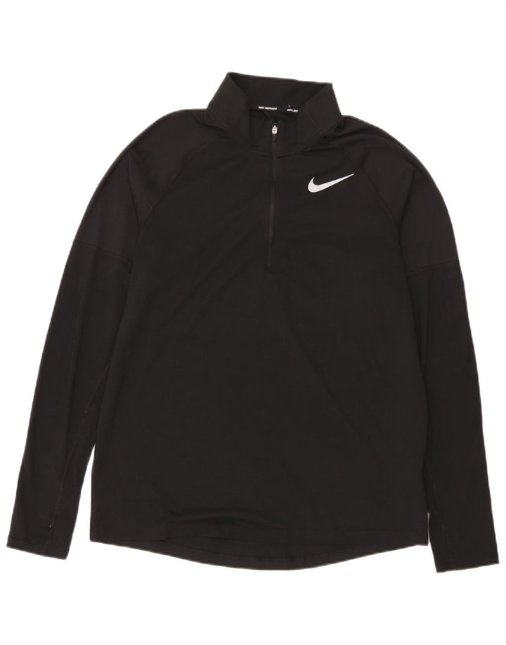 Męski dres Nike Dri Fit z zamkiem błyskawicznym na szyi, średni czarny poliester