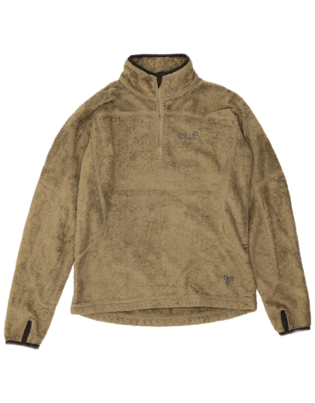Damski sweter polarowy Jack Wolfskin z zamkiem błyskawicznym, UK 10, mały, khaki, poliester