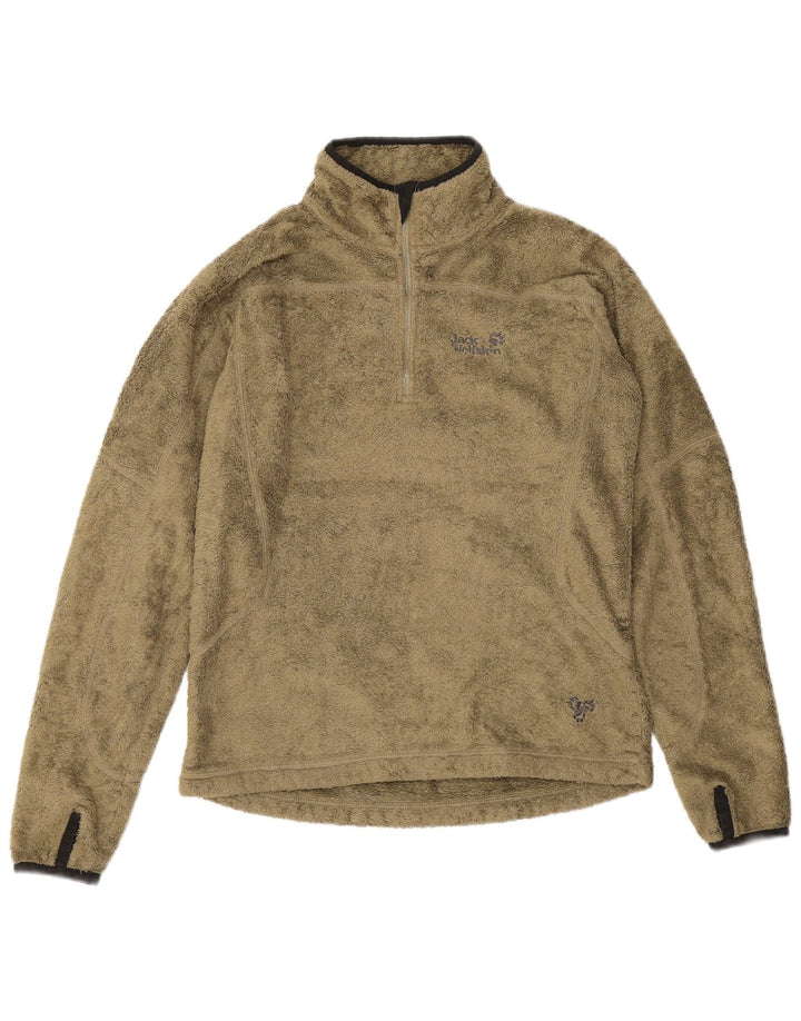 Damski sweter polarowy Jack Wolfskin z zamkiem błyskawicznym, UK 10, mały, khaki, poliester