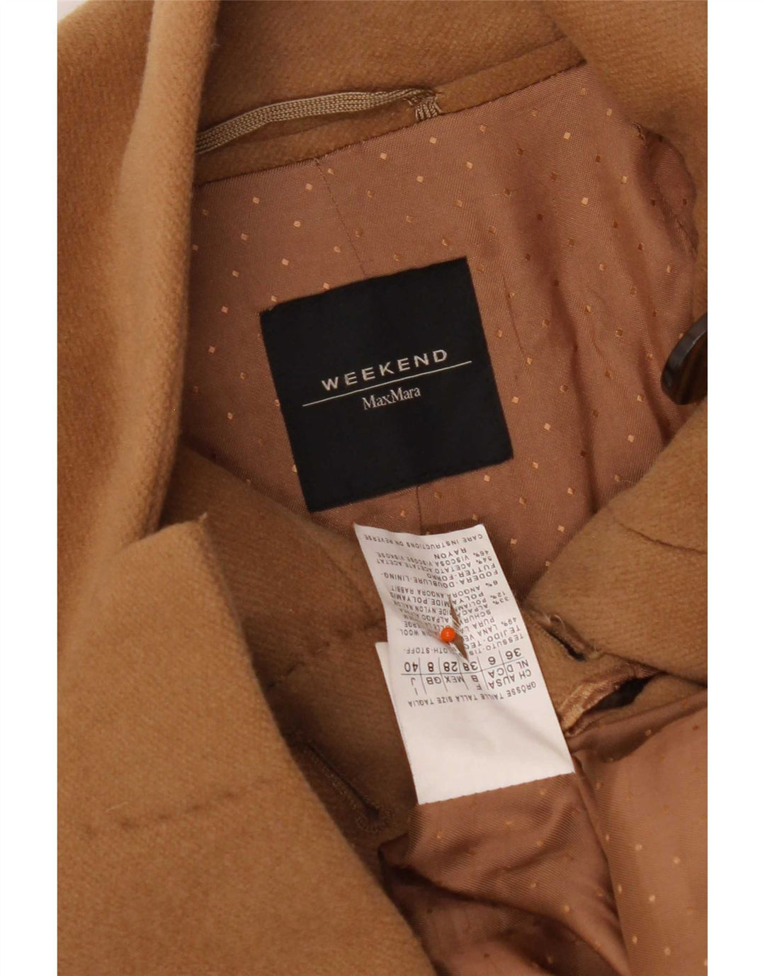 Damski płaszcz weekendowy Max Mara UK 8 Small Beżowa dziewicza wełna