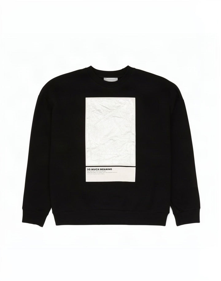 Damska bluza oversize Zara z grafiką, UK 16, duża, czarna bawełna