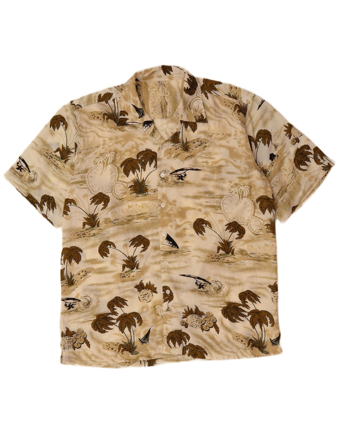 Męska koszula z krótkim rękawem JACK & JONES, duża, beżowa, hawajska