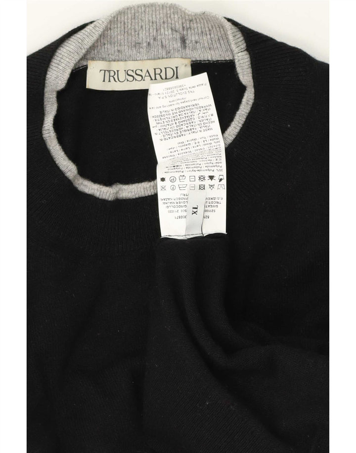 Męski sweter z okrągłym dekoltem Trussardi XL, czarny poliamid