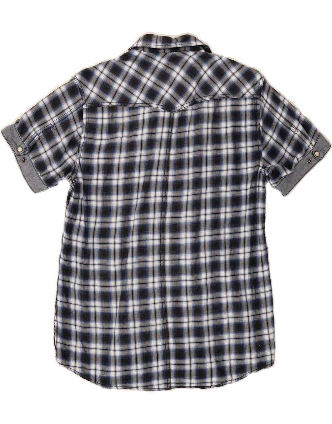 JACK & JONES Mens Short Sleeve Shirt Medium Navy Blue Check Vintage Jack & Jones and Second-Hand Jack & Jones from Messina Hembry 