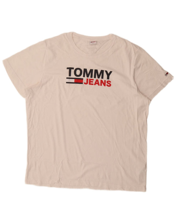 Męska koszulka z grafiką Tommy Hilfiger Top 2XL Biała bawełna
