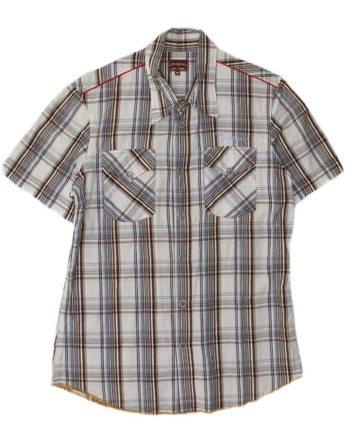 ENERGIE Mens Short Sleeve Shirt Medium Blue Check