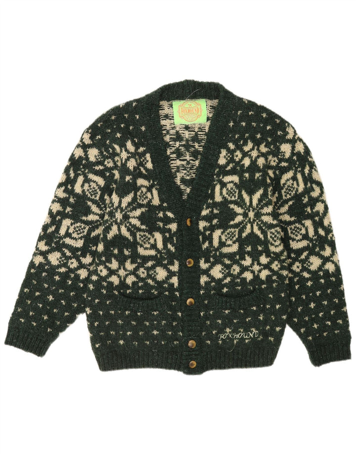 Męski sweter kardigan Foxhound w kolorze średniozielonym Fair Isle