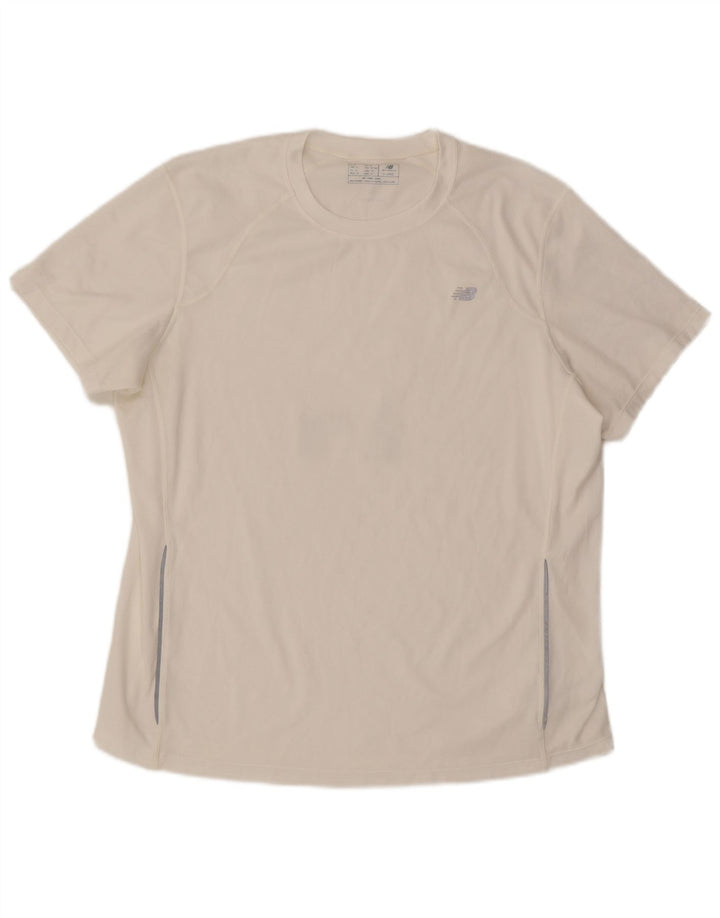 T-shirt męski New Balance, top XL, biały, poliester z blokami kolorów