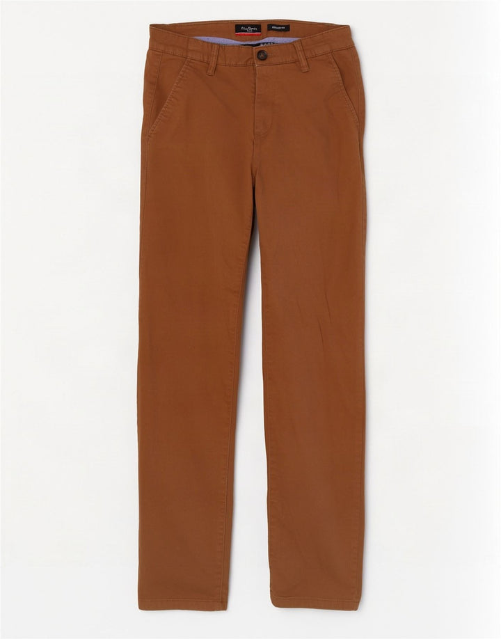 Męskie spodnie chino o regularnym kroju Pierre Cardin W30 L30 Beżowy poliester