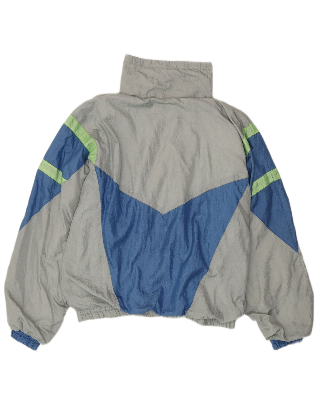 Vintage męski dres, duży, szary nylon z blokami kolorów